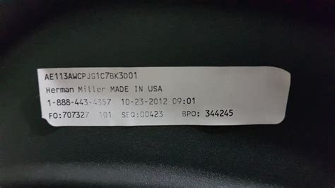 Herman Miller aeron serial number